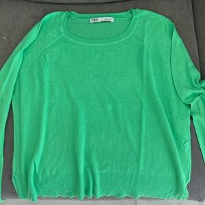 Green Zara fine knit sweater